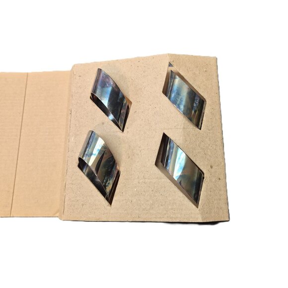 VTG Leonard Silverplate Napkin Rings Set of 4 Oval Colorful Patina Brutalist - Picture 5 of 5